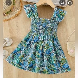 Girls Cotton Dress Over Knee Mid-length size 7/8 smocked style